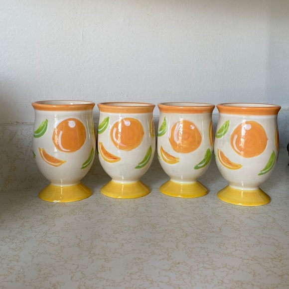 Set of 4 Preowned Vintage Pfaltzgraff Fruit Theme Ceramic Cups - Picture 1 of 7